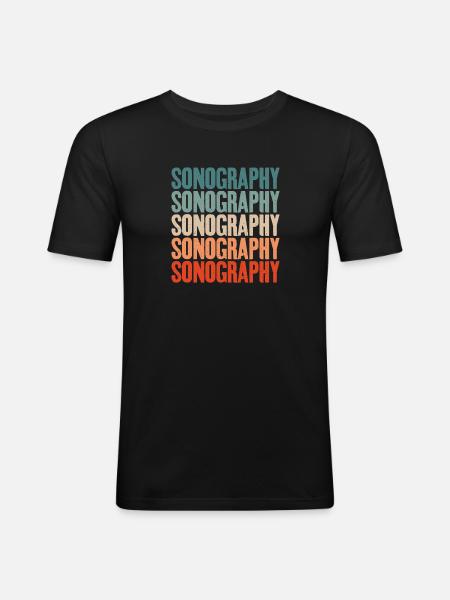 Retro-sonographie-techniker-sonographer-ultraschal - Männer Slim Fit T-Shirt - Schwarz