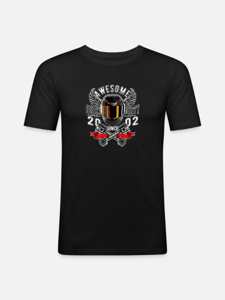 Awesome since 2002, biker's birthday - Men's Slim Fit T-Shirt - black