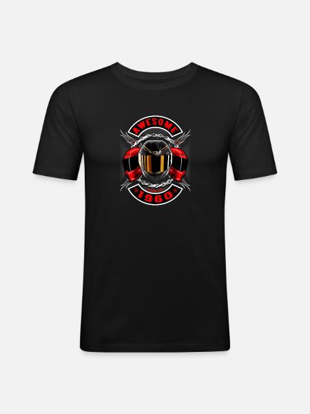Awesome since 1960, biker's birthday - Men's Slim Fit T-Shirt - black