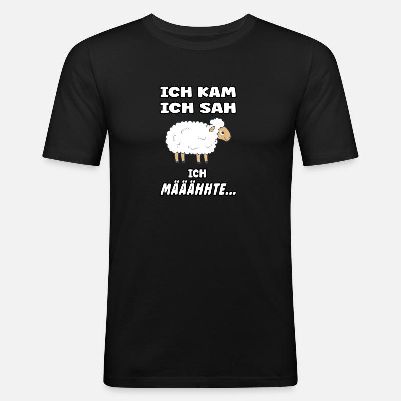 Schäfchen Spruch - Lustiges Design mit Schaf - Männer Slim Fit T-Shirt - Schwarz