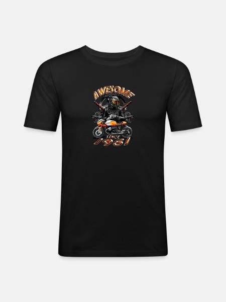Awesome since 1961, biker's birthday - Men's Slim Fit T-Shirt - black