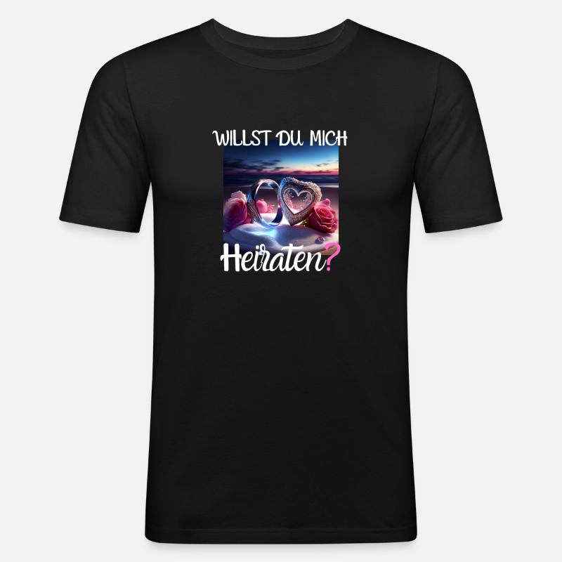 Heiratsantrag für Hochzeit oder Verlobung - - Männer Slim Fit T-Shirt - Schwarz