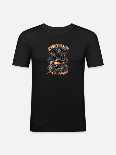Awesome since 1988, biker's birthday - Men's Slim Fit T-Shirt - black