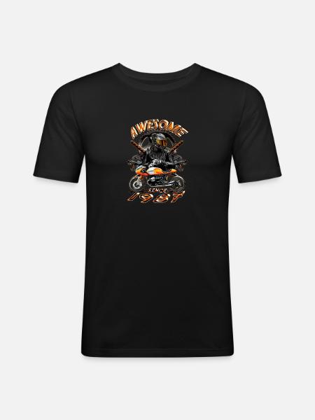 Awesome since 1987, biker's birthday - Men's Slim Fit T-Shirt - black