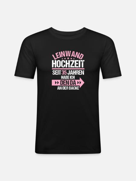 35 verheiratet Leinwand Hochzeit 35.Hochzeitstag - Männer Slim Fit T-Shirt - Schwarz