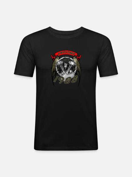 Awesome since 1988, biker's birthday - Men's Slim Fit T-Shirt - black