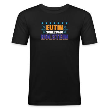 Eutin Schleswig-holstein - Männer Slim Fit T-Shirt - Schwarz - Vorne - Nik (191cm)