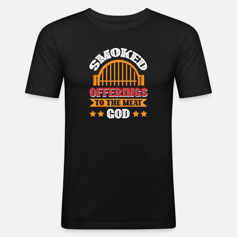 Geräucherte Opfergaben an den Fleischgott - Männer Slim Fit T-Shirt - Schwarz