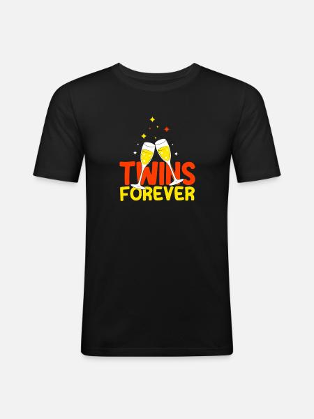 Twin siblings party with glass - Men's Slim Fit T-Shirt - black