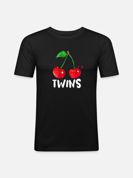 Sour cherries twin siblings design - Men's Slim Fit T-Shirt - black