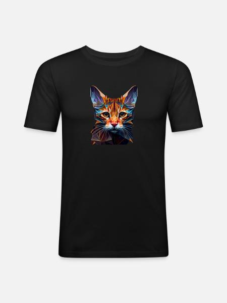 Cat Cats Kitten Polygon Cat - Men's Slim Fit T-Shirt - black