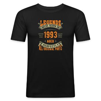 30e anniversaire Vintage Legends Born In 1993 30 Year - T-shirt près du corps Homme - noir - Devant - Nik (191cm)