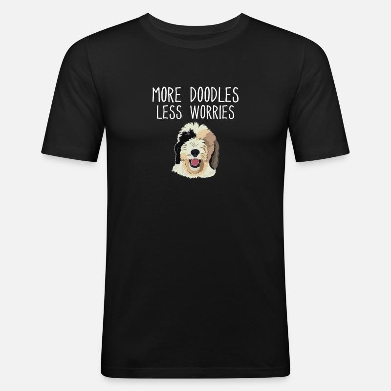 Sheepadoodle Doodle Dog - Men's Slim Fit T-Shirt - black