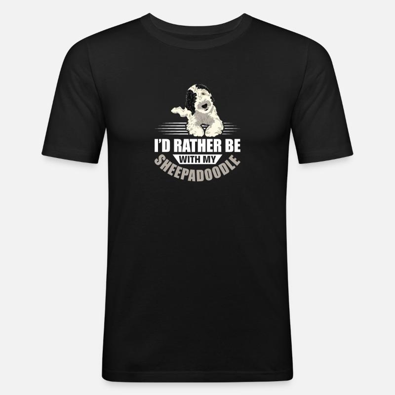 Sheepadoodle Doodle Hund - Männer Slim Fit T-Shirt - Schwarz