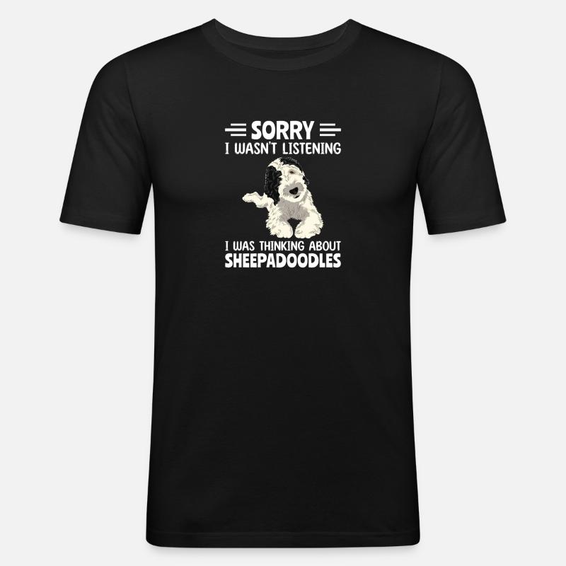 Sheepadoodle Doodle Hund - Männer Slim Fit T-Shirt - Schwarz