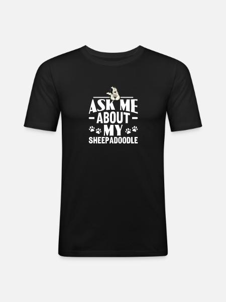 Sheepadoodle Doodle Dog - Men's Slim Fit T-Shirt - black