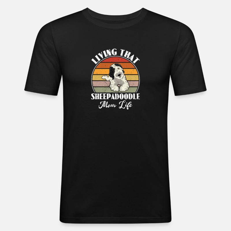 Sheepadoodle Doodle Hund - Männer Slim Fit T-Shirt - Schwarz