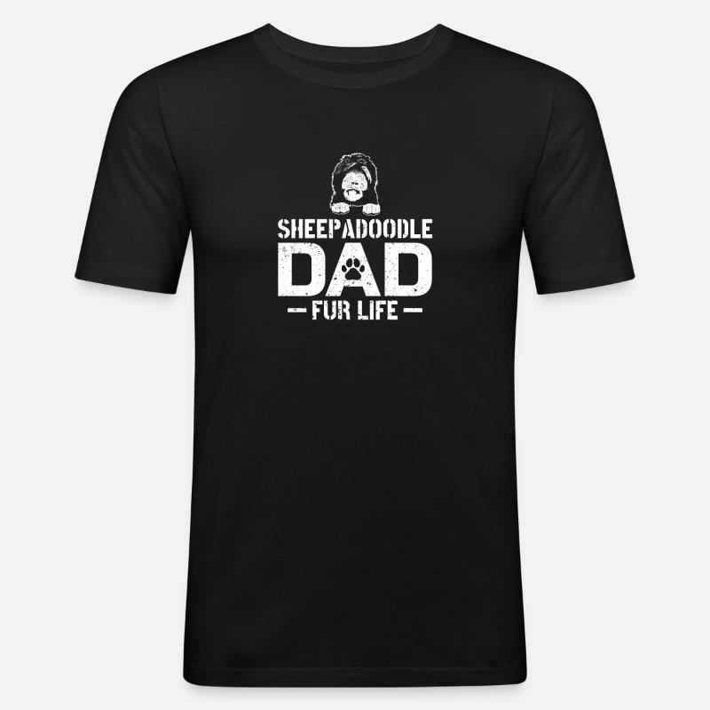 Sheepadoodle Doodle Hund - Männer Slim Fit T-Shirt - Schwarz
