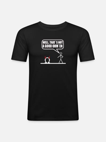 Funny stick figure Not a good omen - Men's Slim Fit T-Shirt - black