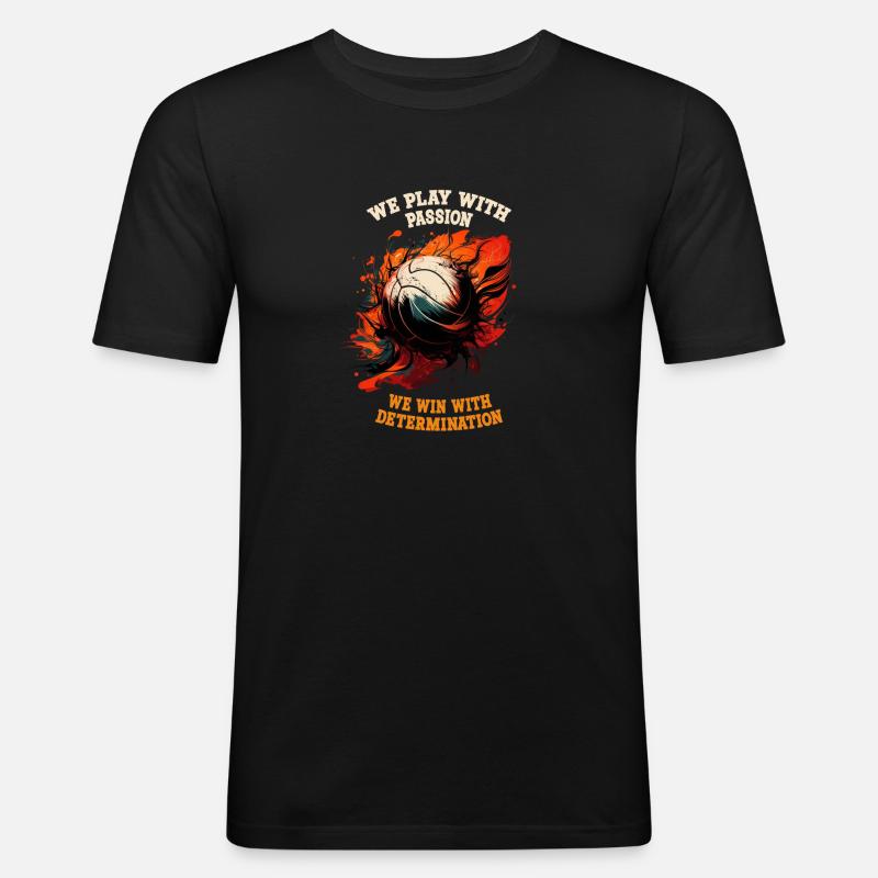 Play with passion We win with decidation - Men's Slim Fit T-Shirt - black