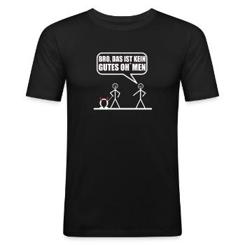Drôle de figure de bâton Pas un bon présage - T-shirt près du corps Homme - noir - Devant - Nik (191cm)