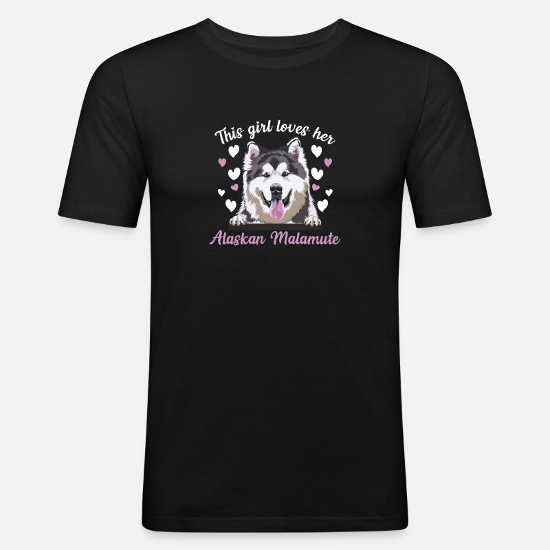Alaskan Malamute Hund - Männer Slim Fit T-Shirt - Schwarz