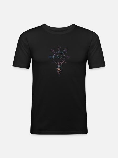 Celtic Vikinger Vegvisir compass Vikings - Men's Slim Fit T-Shirt - black