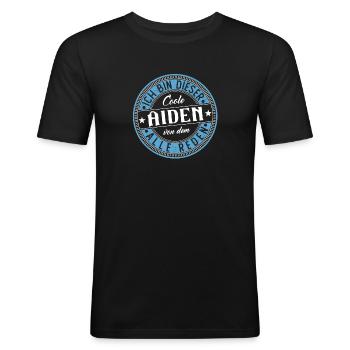 Aiden Geschenkidee Geschenk Geburtstag - Männer Slim Fit T-Shirt - Schwarz - Vorne - Nik (191cm)