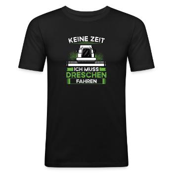 Lustiger Mähdrescher fahren Spruch Landwirt - Männer Slim Fit T-Shirt - Schwarz - Vorne - Nik (191cm)