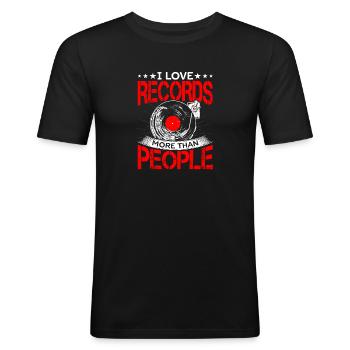 Love Vinyl Record Collector Records Collecting - Men's Slim Fit T-Shirt - black - Front - Nik (191cm)