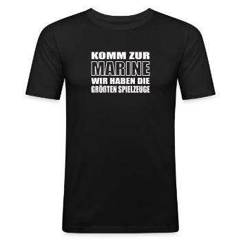 Lustiges Bundeswehr Soldaten - Männer Slim Fit T-Shirt - Schwarz - Vorne - Nik (191cm)