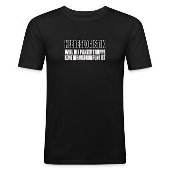 Lustiges Bundeswehr Soldaten - Männer Slim Fit T-Shirt - Schwarz - Vorne - Nik (191cm)