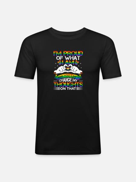 Proud of Who I Am Lgbtq Gay Awareness - Men's Slim Fit T-Shirt - black