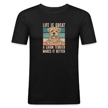 Cairn Terrier Hund - Männer Slim Fit T-Shirt - Schwarz - Vorne - Nik (191cm)