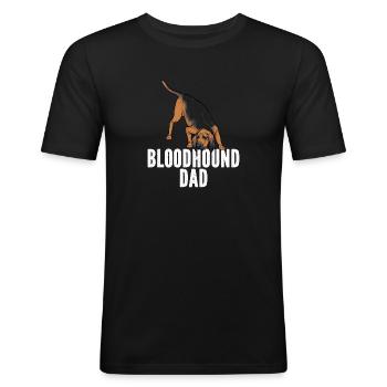 Bloodhound Hund Bluthund - Männer Slim Fit T-Shirt - Schwarz - Vorne - Nik (191cm)