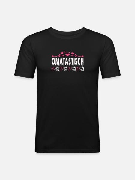 Oma Omi Großmutter Geschenkidee - Männer Slim Fit T-Shirt - Schwarz