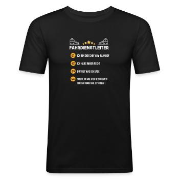 Fahrdienstleiter Bahnhof Eisenbahner Modellbahn - Männer Slim Fit T-Shirt - Schwarz - Vorne - Nik (191cm)