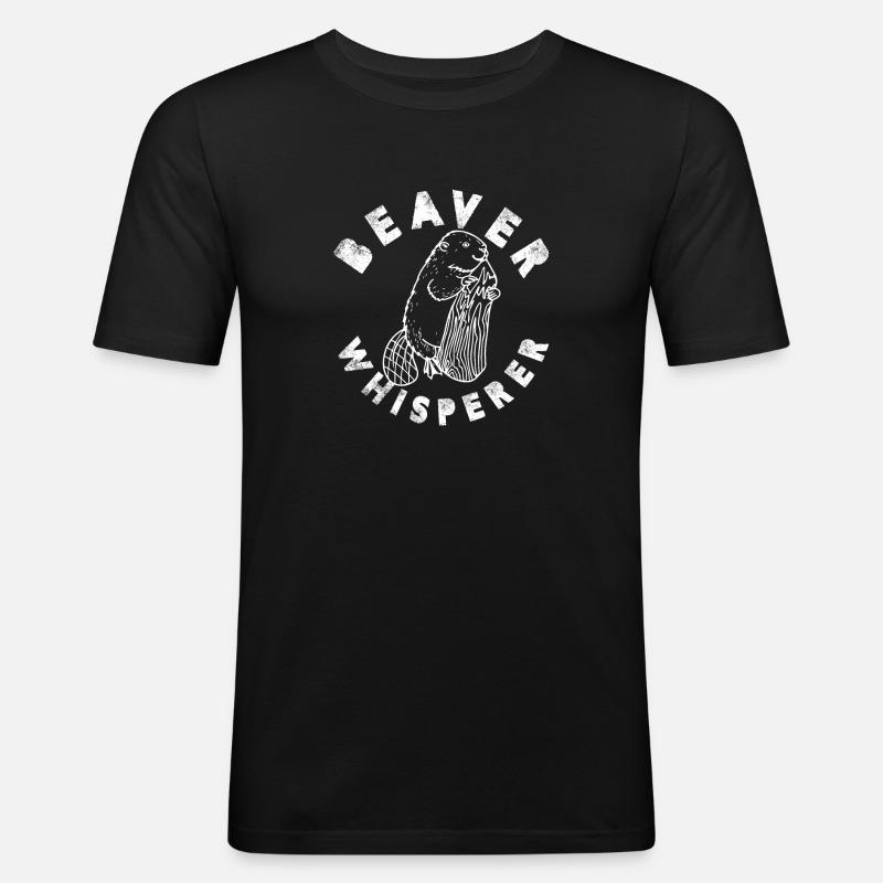 Beaver whisperer - Männer Slim Fit T-Shirt - Schwarz