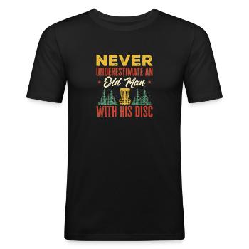 Discgolf Disc Golf Frisbee - Männer Slim Fit T-Shirt - Schwarz - Vorne - Nik (191cm)
