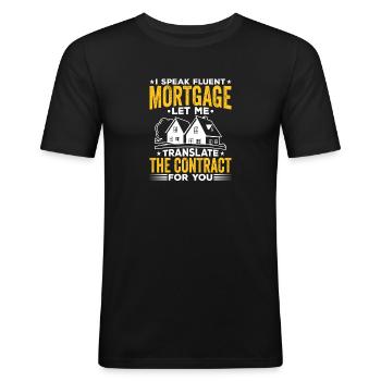 Parlez couramment - T-shirt près du corps Homme - noir - Devant - Nik (191cm)