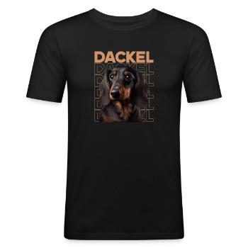 Rauhaardackel Dachshund Hund Hunde Welpe Dackel - Männer Slim Fit T-Shirt - Schwarz - Vorne - Nik (191cm)