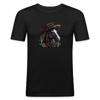 Cinco de Mayo Horse Mexican Style with Sombrero - Men's Slim Fit T-Shirt - black - Front - Nik (191cm)