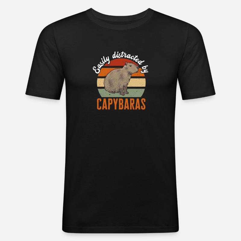 Capybara Nagetier - Männer Slim Fit T-Shirt - Schwarz