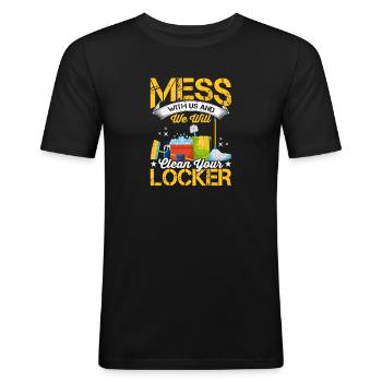 Nettoyez votre casier femme de ménage - T-shirt près du corps Homme - noir - Devant - Nik (191cm)