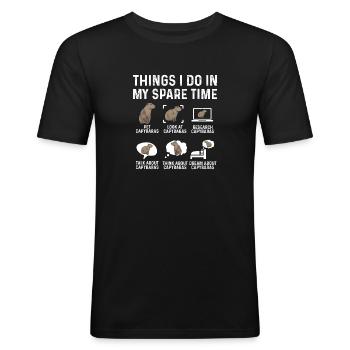 Rongeur Capybara - T-shirt près du corps Homme - noir - Devant - Nik (191cm)