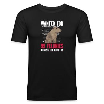 Rongeur Capybara - T-shirt près du corps Homme - noir - Devant - Nik (191cm)