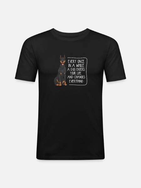 Doberman Pinscher Dog Dobie - Men's Slim Fit T-Shirt - black