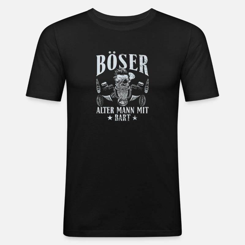 Böser alter Mann mit Bart - Männer Slim Fit T-Shirt - Schwarz