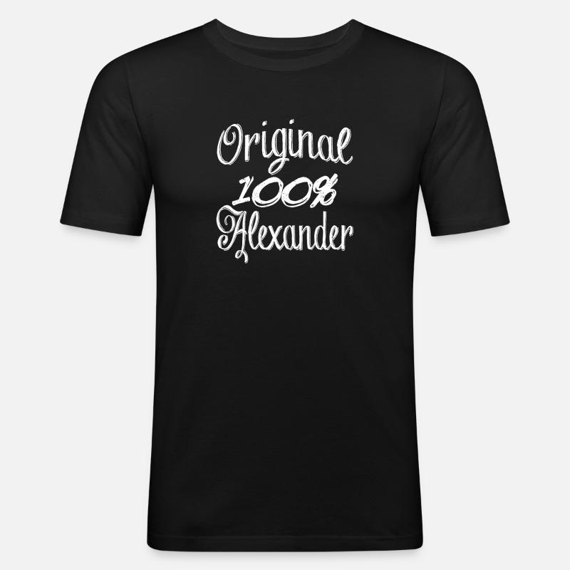 Original 100% Alexander - Männer Slim Fit T-Shirt - Schwarz