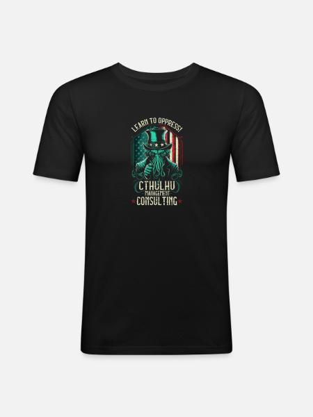 Cthulhu Management Consulting, Funny Cosmic Horror - Obcisła koszulka męska - czarny